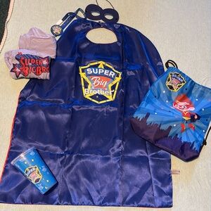 Super Big Brother Set cape, string backpack, cup w/lid, mask, lanyard, 4Y PJs